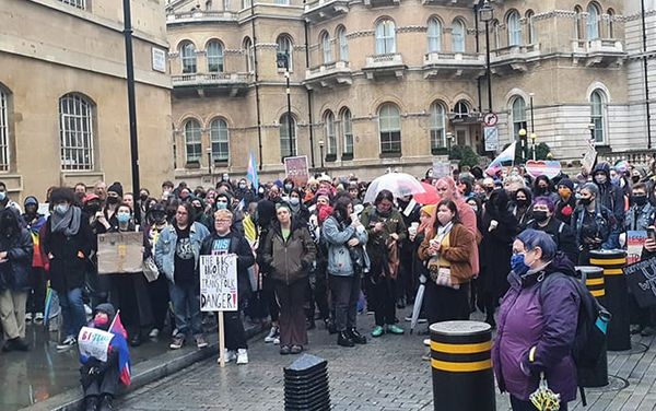 Hundreds protest BBC’s “problematic” trans coverage outside London HQ