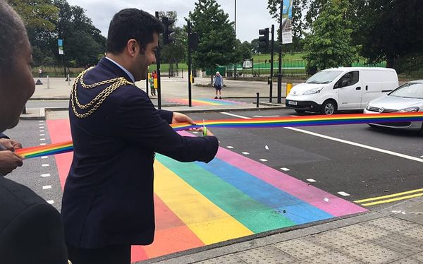 The UK’s first permanent rainbow crossing has been unveiled in London