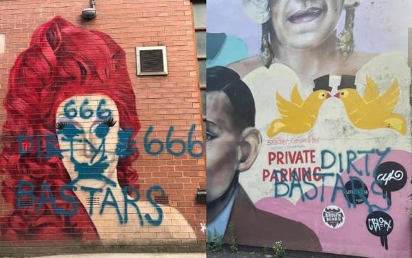 A suspect has been arrested for defacing two LGBTQ+ murals in Manchester