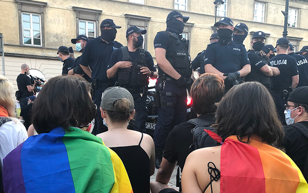 Thousands of LGBTQ+ rights supporters protest arrest of trans activist in Poland