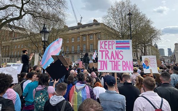 Thousands protest trans people’s exclusion from ‘conversion therapy’ ban outside Downing Street