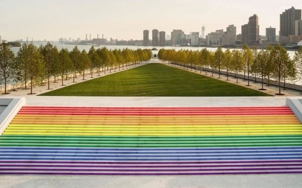 FDR Four Freedoms Park transforms its steps into massive rainbow flag