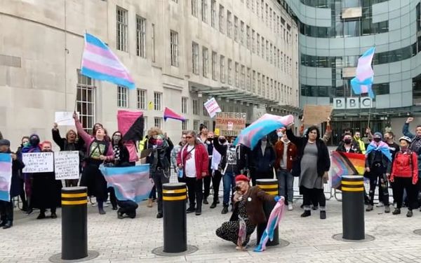Dozens protest BBC’s “biased and transphobic” article outside London HQ