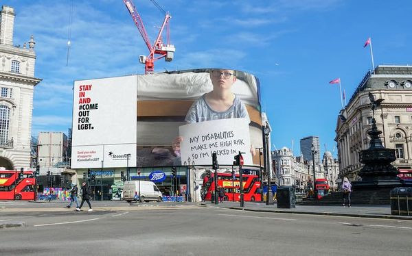 Stonewall takes over Piccadilly Circus to highlight queer quarantine stories