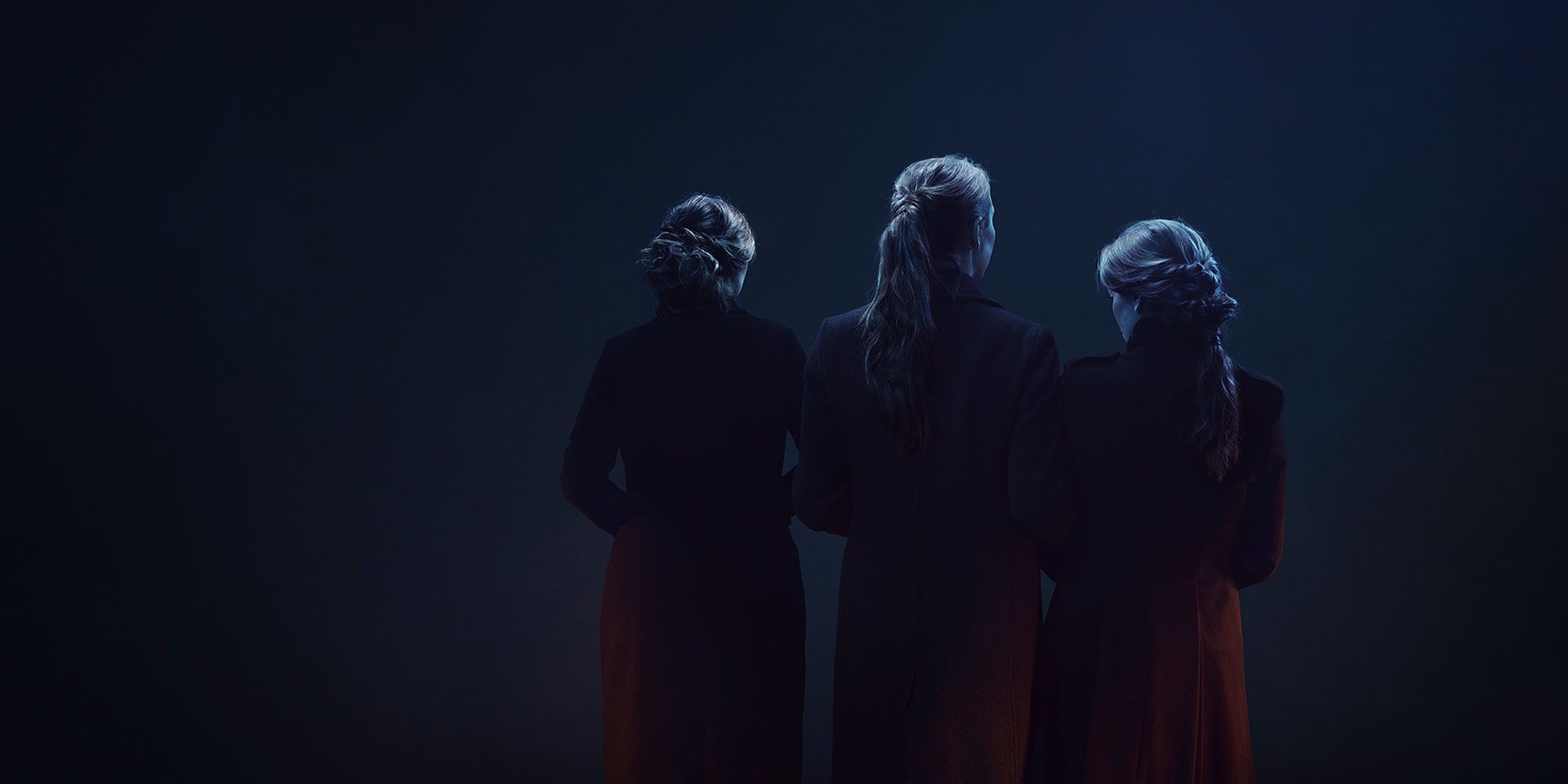Promotional poster for The Women of Whitechapel showing three women in semi-darkness