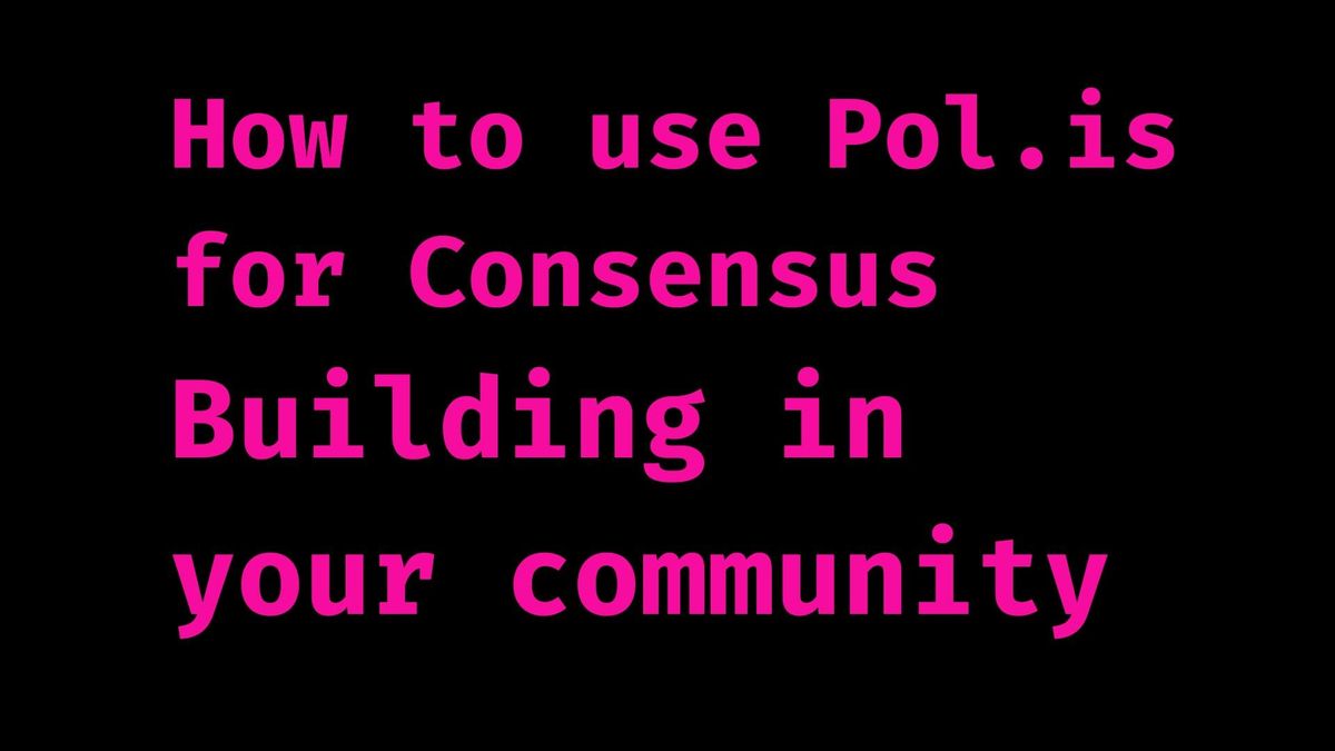 Spotlight: Using Pol.is: A Dynamic Tool for Consensus Building