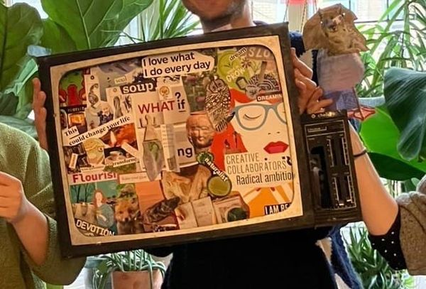 Collage around the words 'What If?' in a TV screen