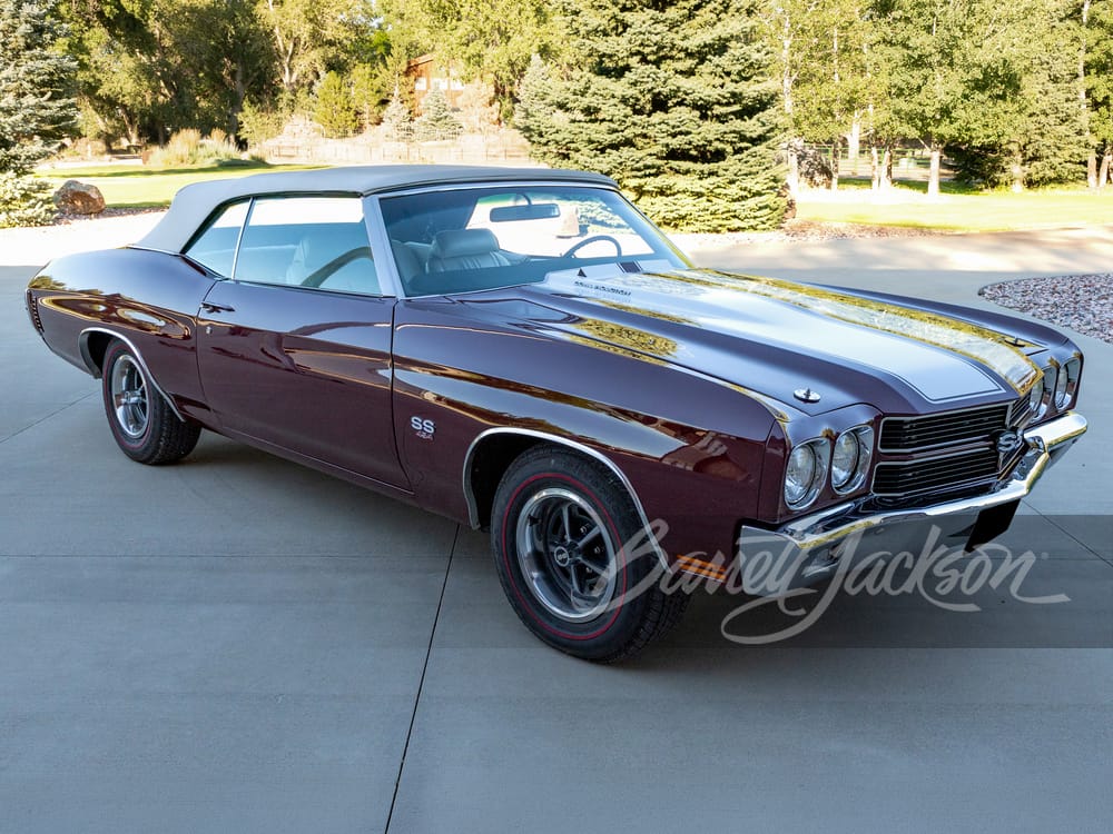 1970 Chevrolet Chevelle SS LS5 convertible in maroon with white stripes, Lot #440