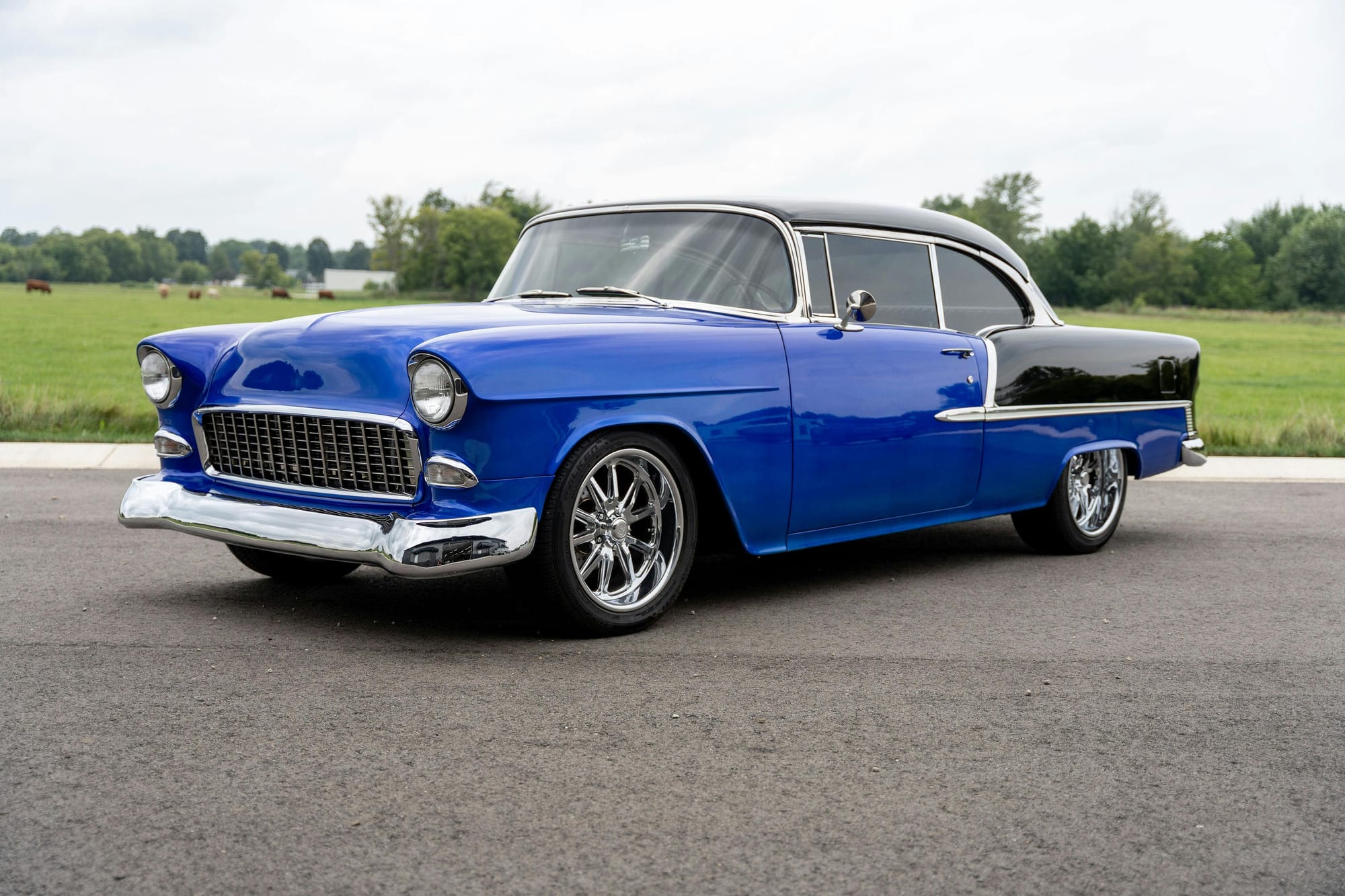 Blue and black 1955 Chevrolet Bel Air 2-door hardtop with LS V8 power