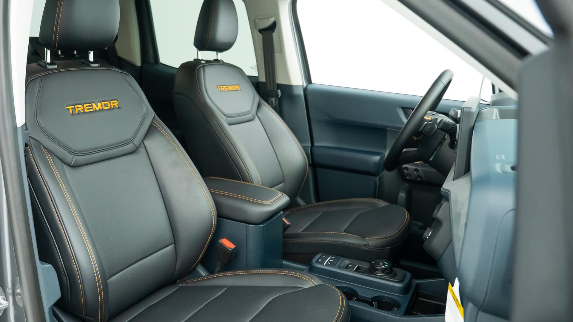 Navy Pier and Black Onyx interior of the Ford Maverick Tremor