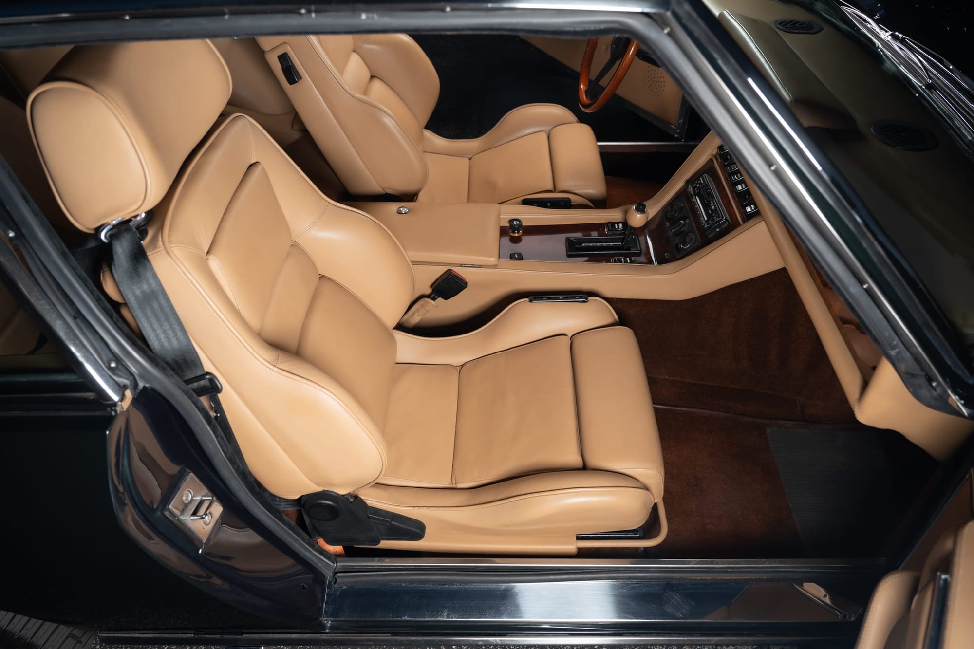 Heated, power-adjustable Recaro seats in tan leather were original equipment on S4 cars