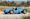 1949 Rounds Rocket Single Seater mid-engine Indy race car in light blue, three-quarter side view