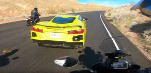 C8 Corvette Almost Takes Out Motorcyclists
