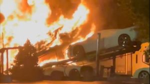 C8 Corvettes Burn On Transport Truck