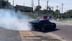 Showoff Camaro Kisses Power Pole