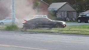 S550 Mustang Crashes Leaving Car Show