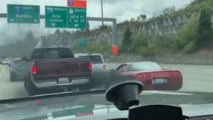Diesel Truck Rolls Coal Into Corvette