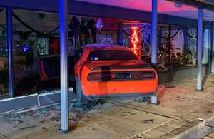 Challenger Slams Into Tattoo Shop