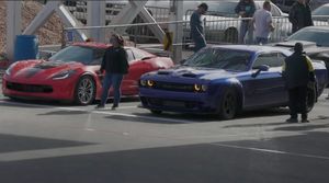 Challenger Hellcat Takes on Corvette And Jaguar on the Strip