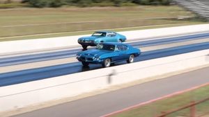 Oldsmobile Cutlass Faces Off Against Pontiac GTO in Classic Muscle Car Drag Duel