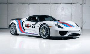 Low-Mileage 2015 Porsche 918 Spyder With Weissach Package and Martini Livery Surfaces