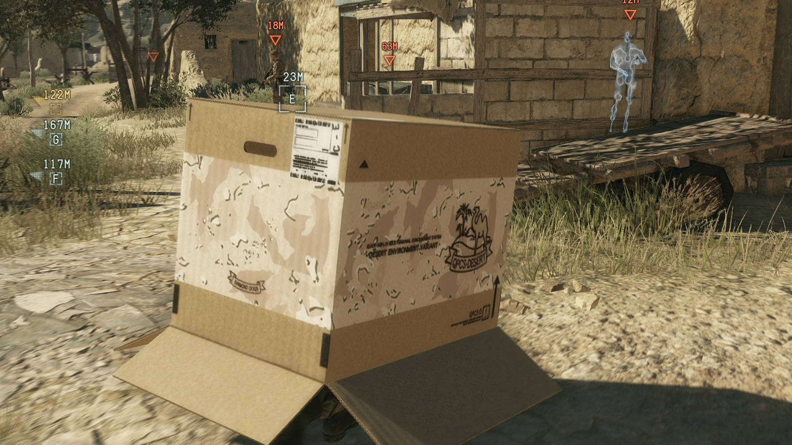A screenshot from the game Metal Gear Solid V. It's just a box.