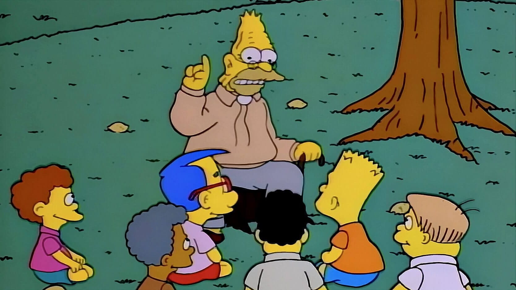 A screen from The Simpsons where Grandpa Simpson tells a story about a lemon tree.