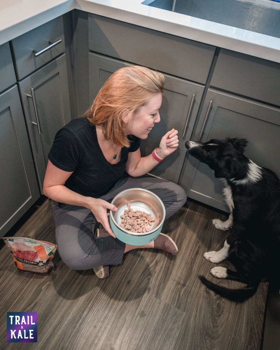 Accelerating our puppys training using high value dog food Freshpet trail and kale web wm 4