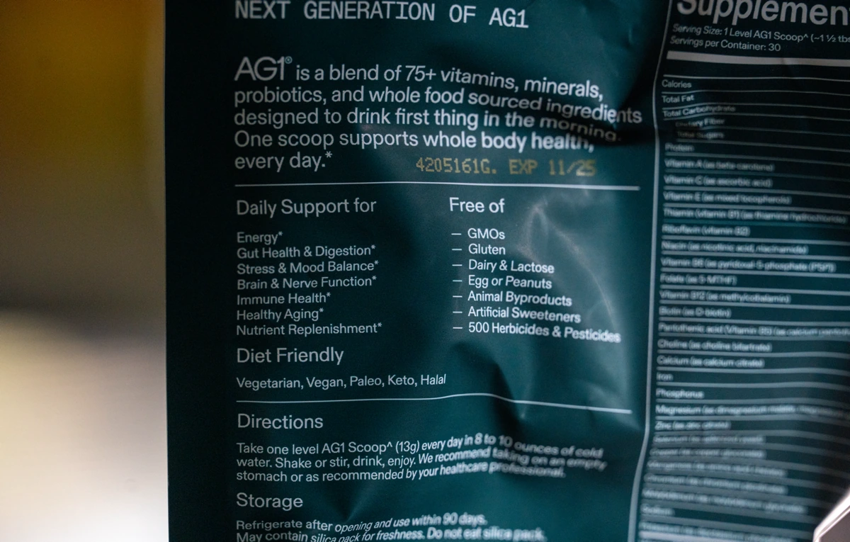 AG1 Next Gen ingredients