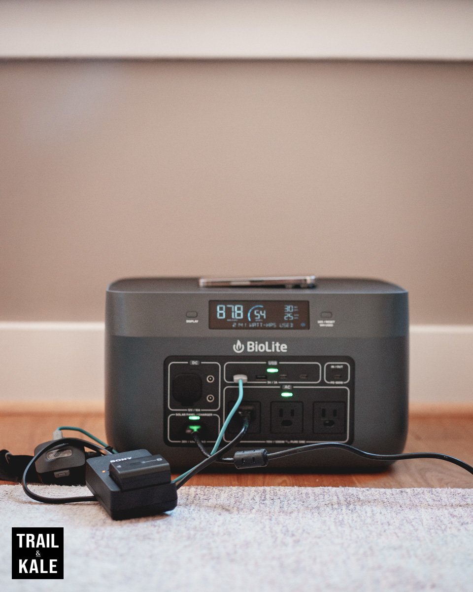 Biolite BaseCharge 1500+ Review - some uses include home backup in blackout and power outages, charging cameras, drone batteries, headlamps, laptops