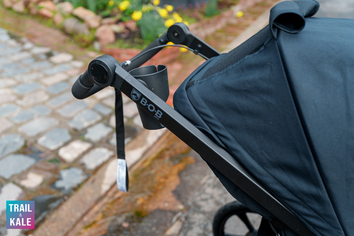 The Wayfinder's adjustable handlebar, wrist strap and cup holder