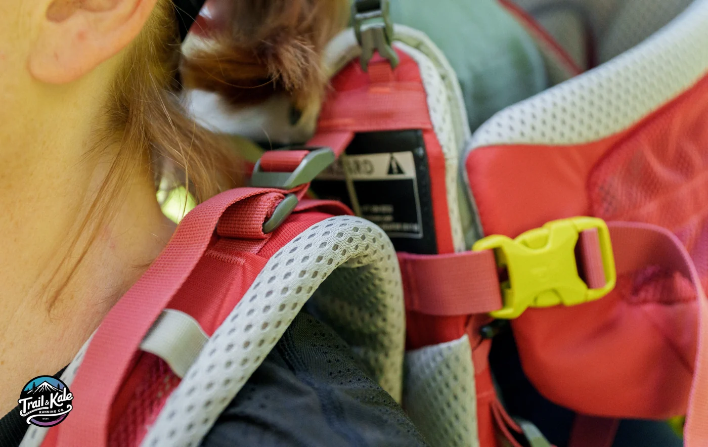 Highly adjustable shoulder straps on the Deuter Kid Comfort Active SL - this one could do with being lower!