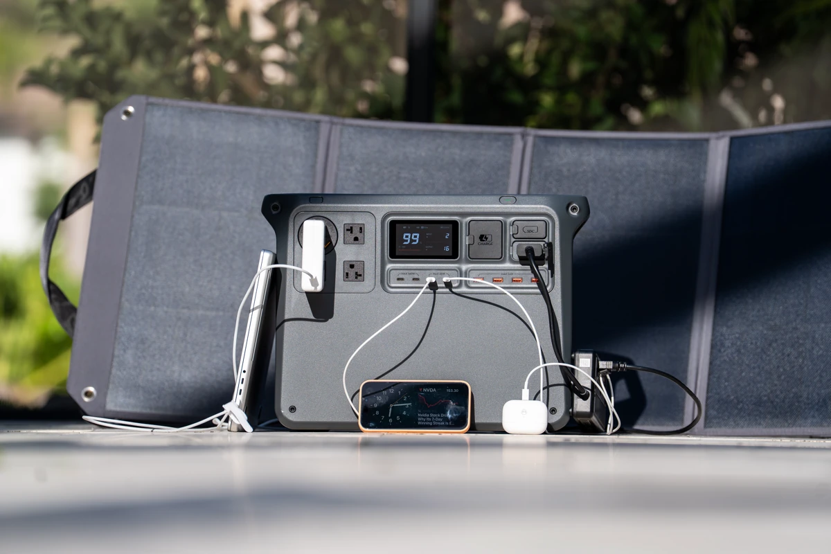 DJI Power 2000 hooked up to the solar panels