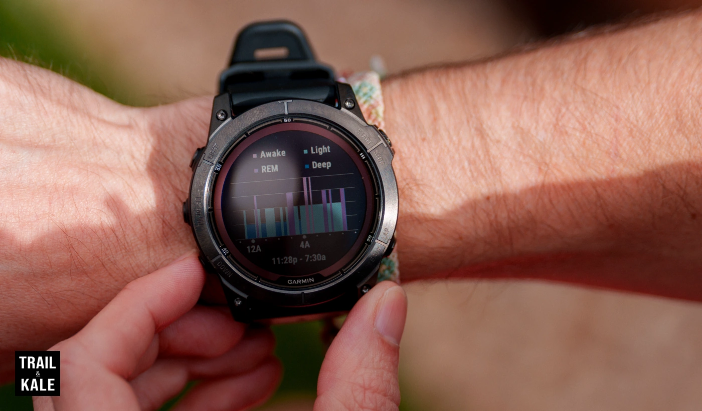 One of several sleep data screens on the Garmin Fenix 7X Pro