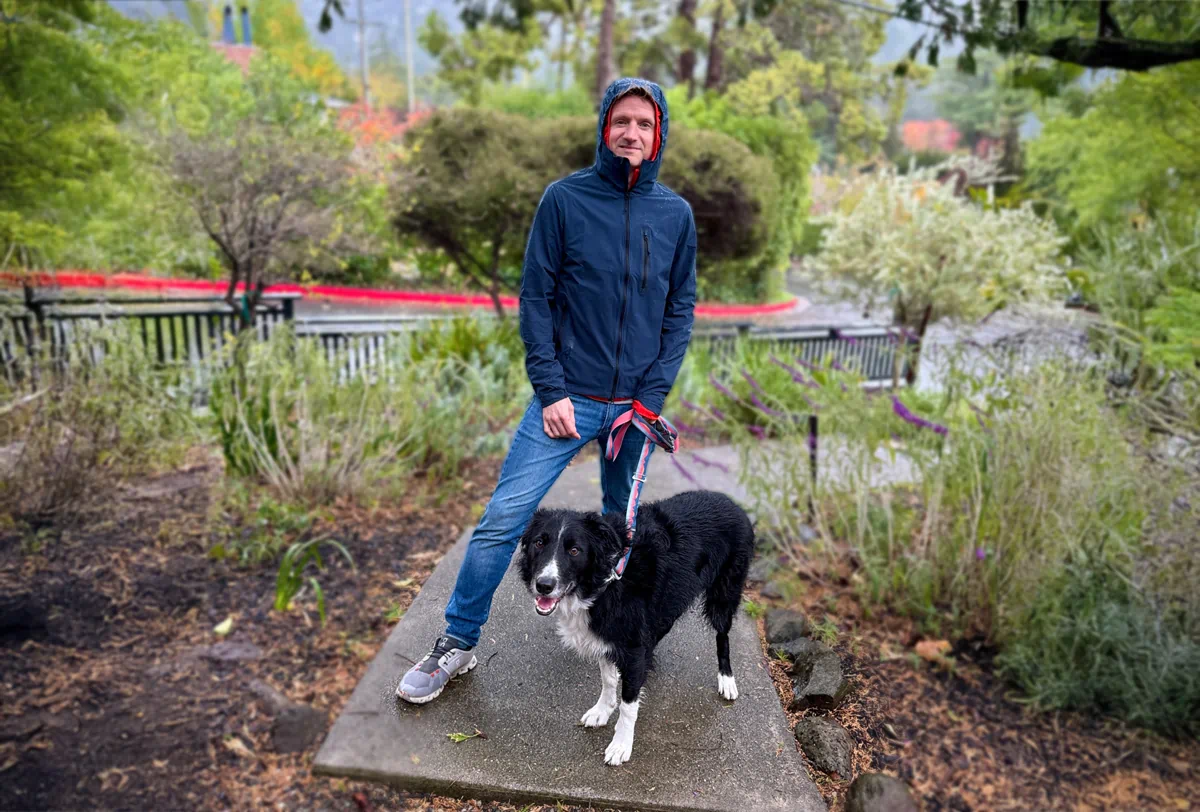 That's me with my crazy border collie Kepler - he writes reviews too (of dog gear though...)