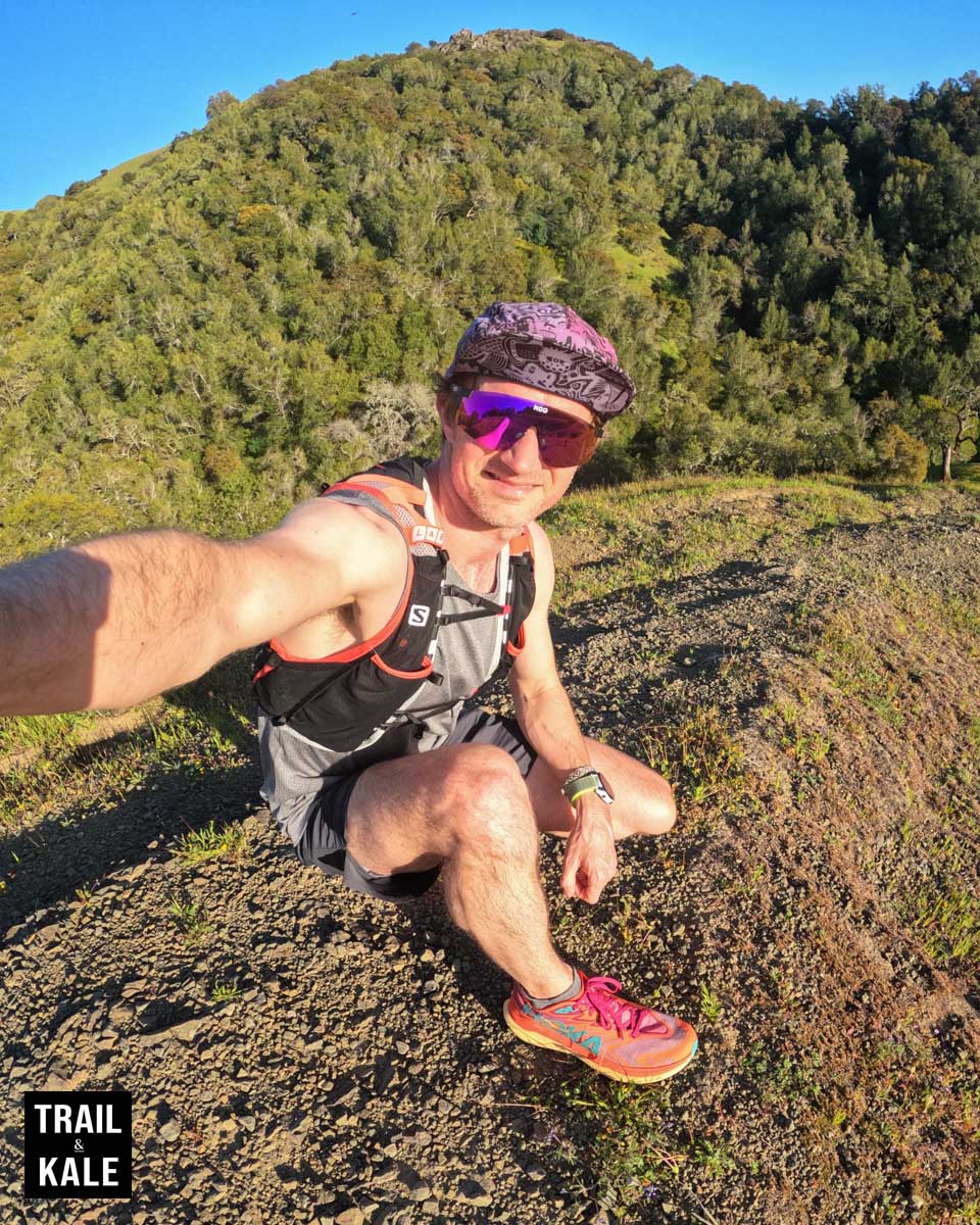 A quick pit stop on the trails to take some photos of the sunset and the Tecton X 2 shoes.