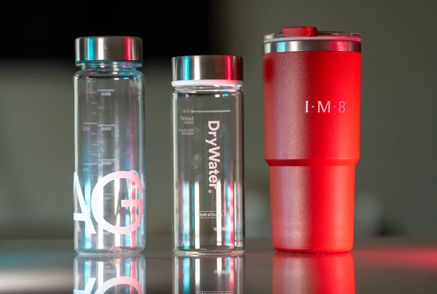 AG1, DryWater, IM8 Mixer bottles compared