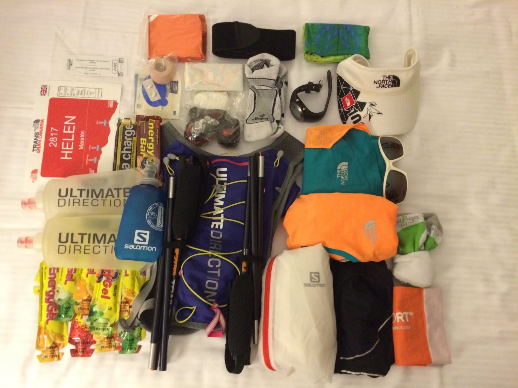 My race kit (excluding shoes) ready to pack up