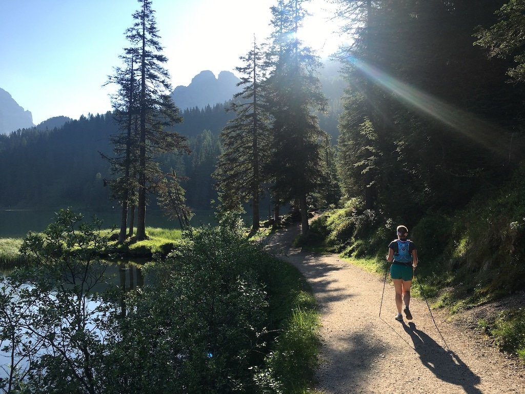 Trail running with poles