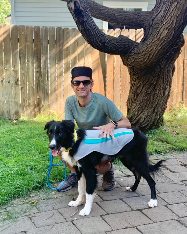 Kepler wearing his Ruffwear Cooling Vest - Dog Cooling Vest  -Trail and Kale 1