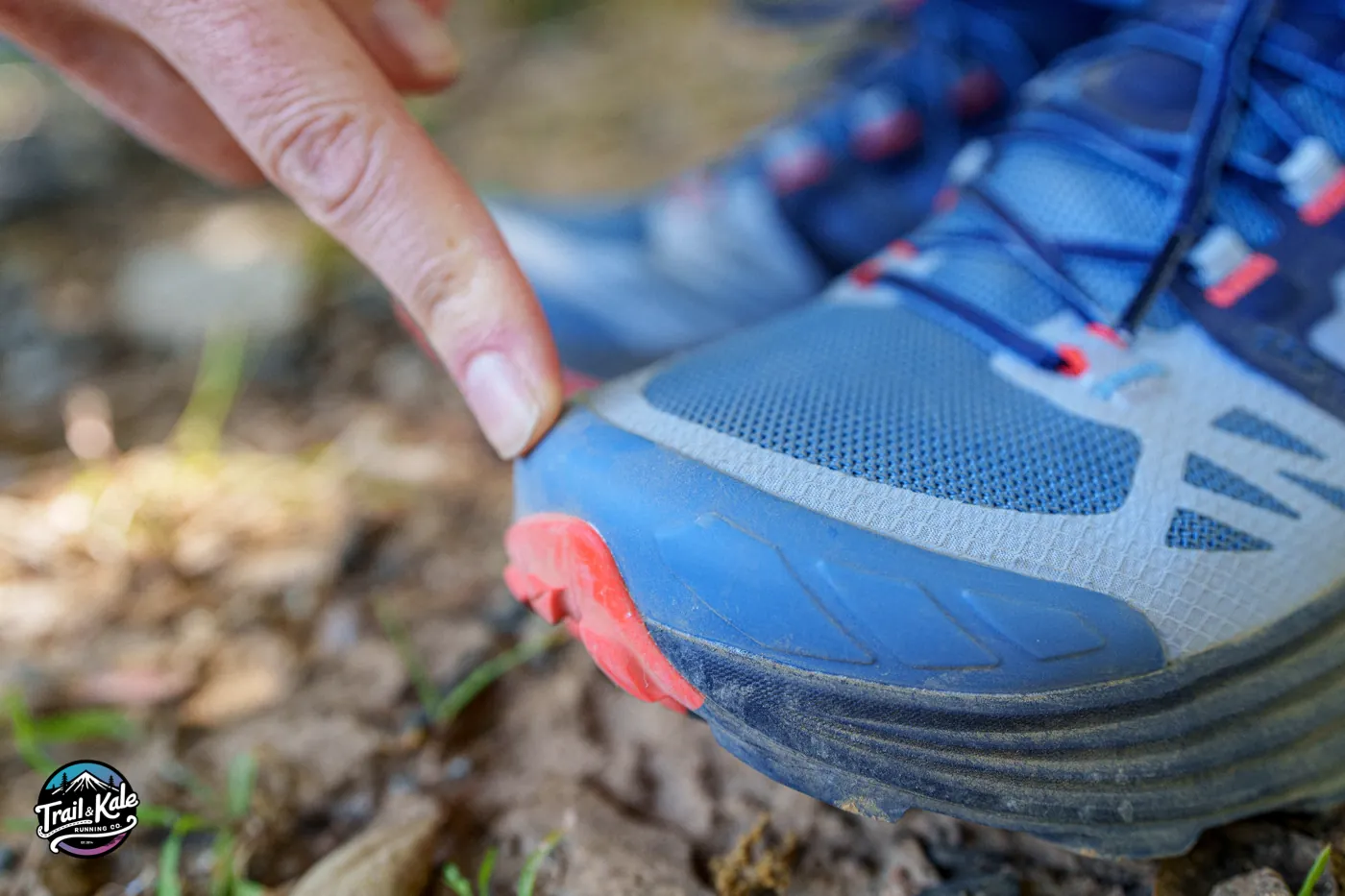 Protective toe bumper on the La Sportiva Levante womens trail running shoes