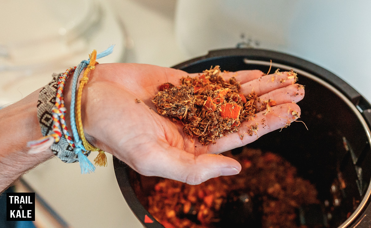 And ta da!! Nutrient-rich soil is what you get out of the Lomi after a composting cycle.