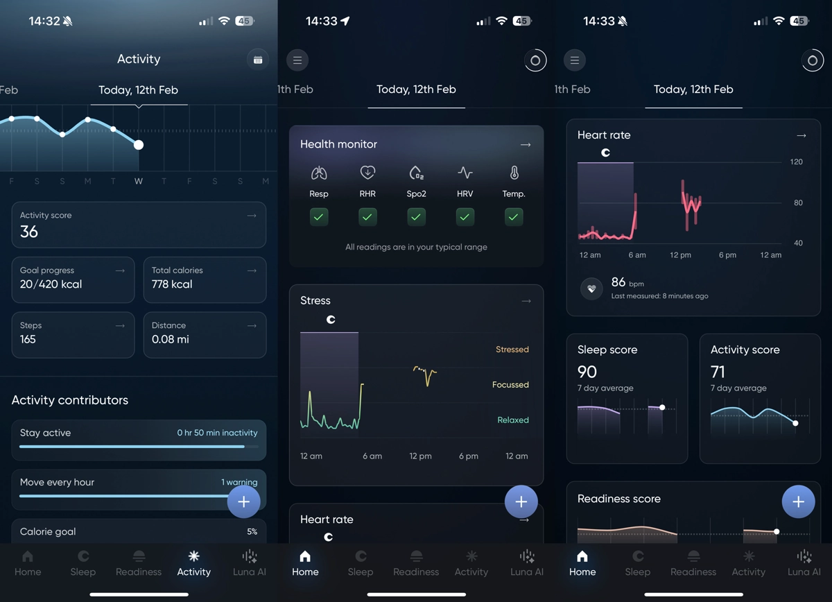 Luna Ring Activity tracking