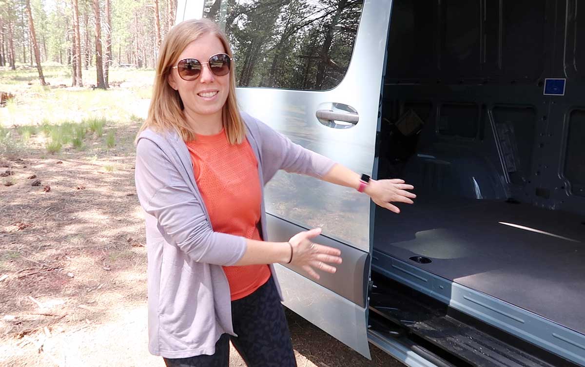 essential factory options for our Sprinter van conversion - two-stage sliding side door