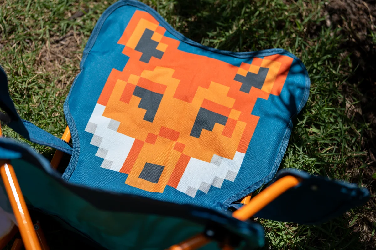Mountain Summit Gear Kids' Camp Chair pixelated fox pattern