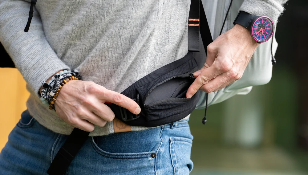 Hip belt pocket on the 45L pack