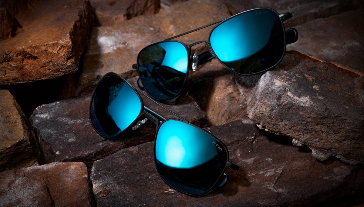 randolph aviator matte black with polarized cobalt lenses trail and kale 7