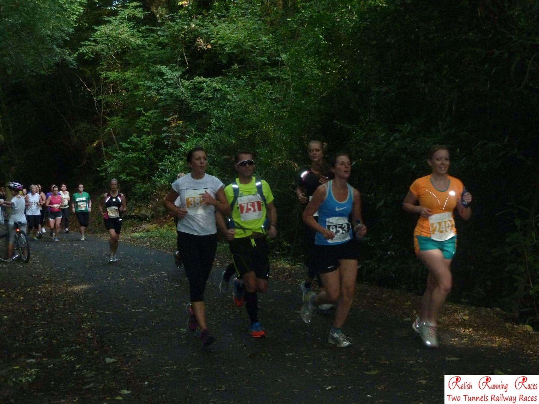 Running Bath Two Tunnels 10k 2014 (on the right in orange and green)