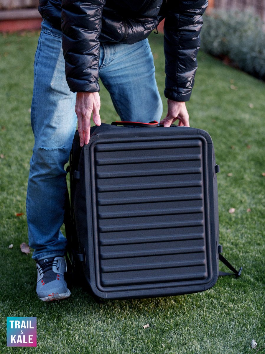 RUX 70L bottom is ridged and had good grip for transporting