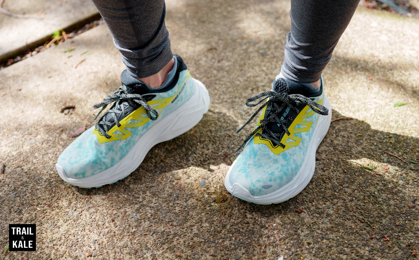 Ready to head out for some easy miles in the Salomon Aero Glide 2 road running shoes.